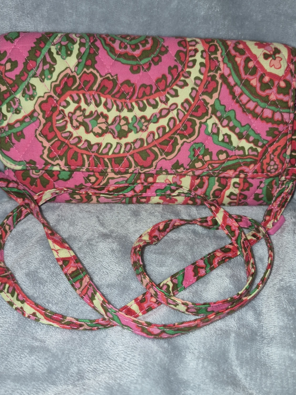 Vera Bradley Pink Paisley Quilted Crossbody Wallet